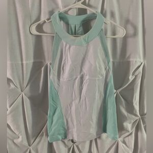 Teal and white tank